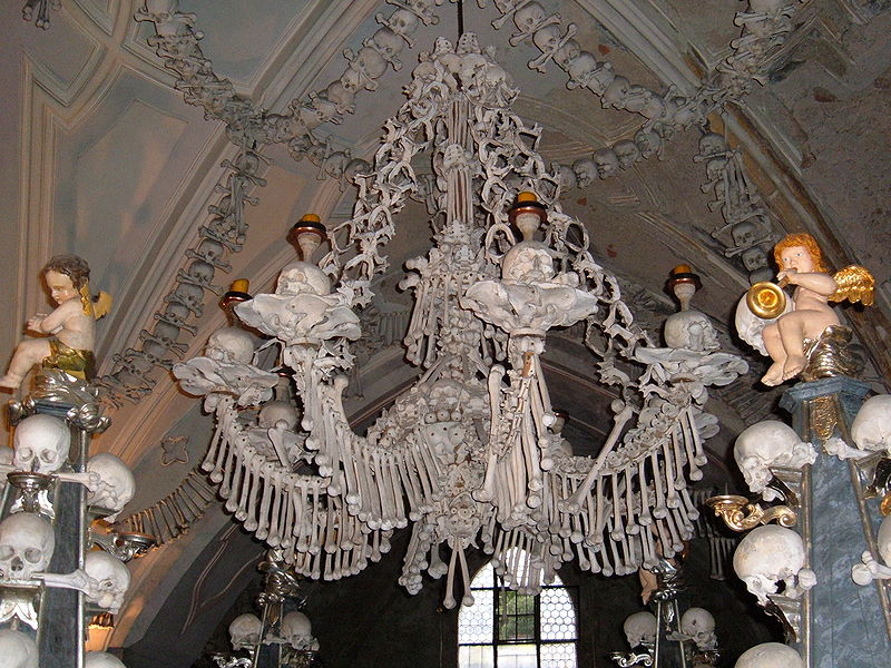 Chandelier Made of Human Bones at Sedlec Ossuary