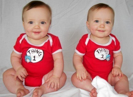 A Thing 1 and Thing 2 Onesie
