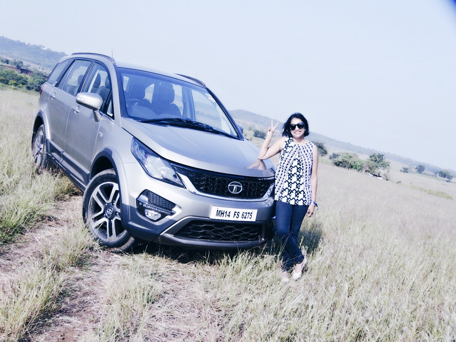 Posing with the Hexa in the grasslands