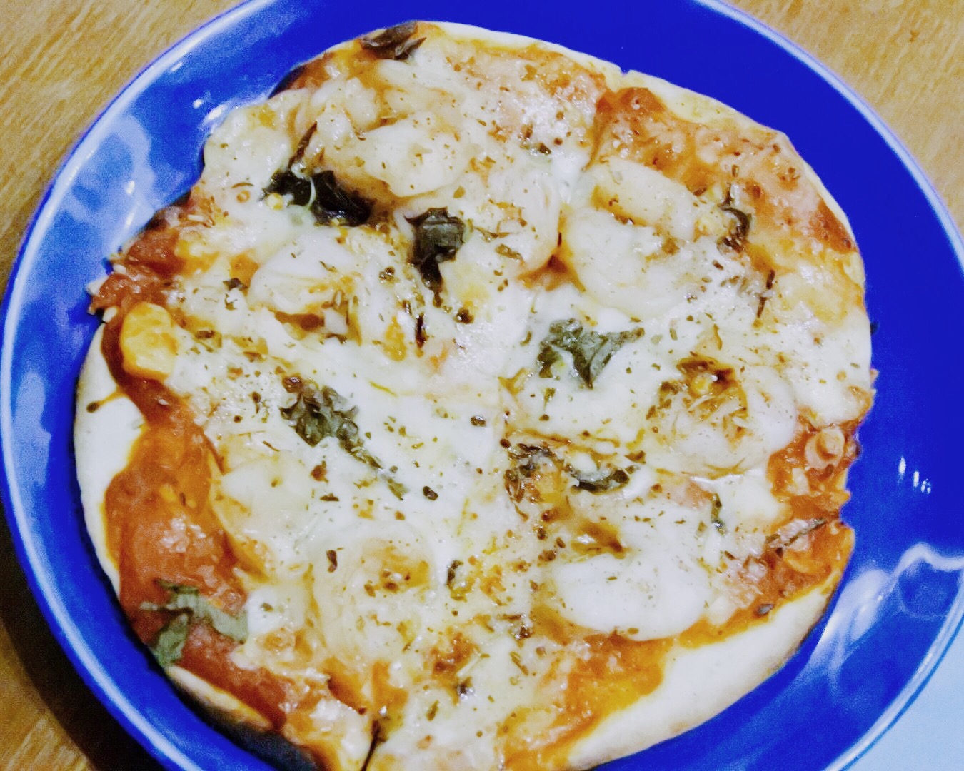 Pizza with prawn toppings