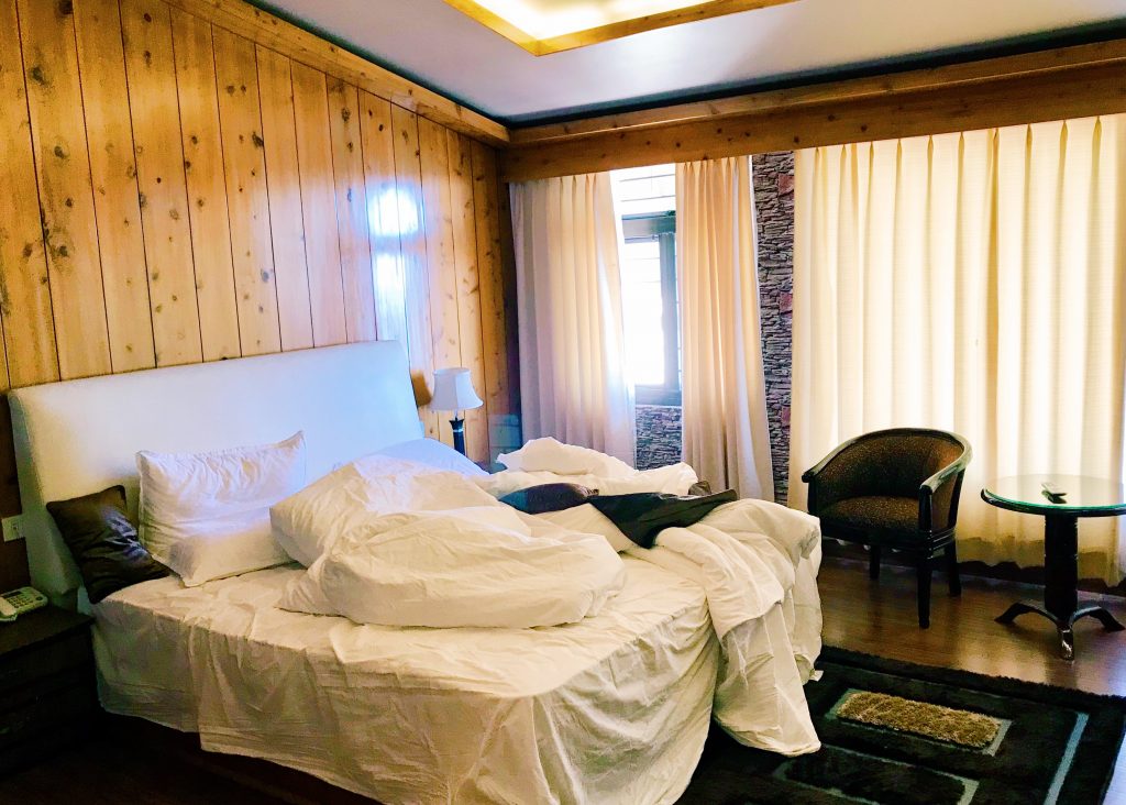 Loved the plush bedding and the wooden paneling