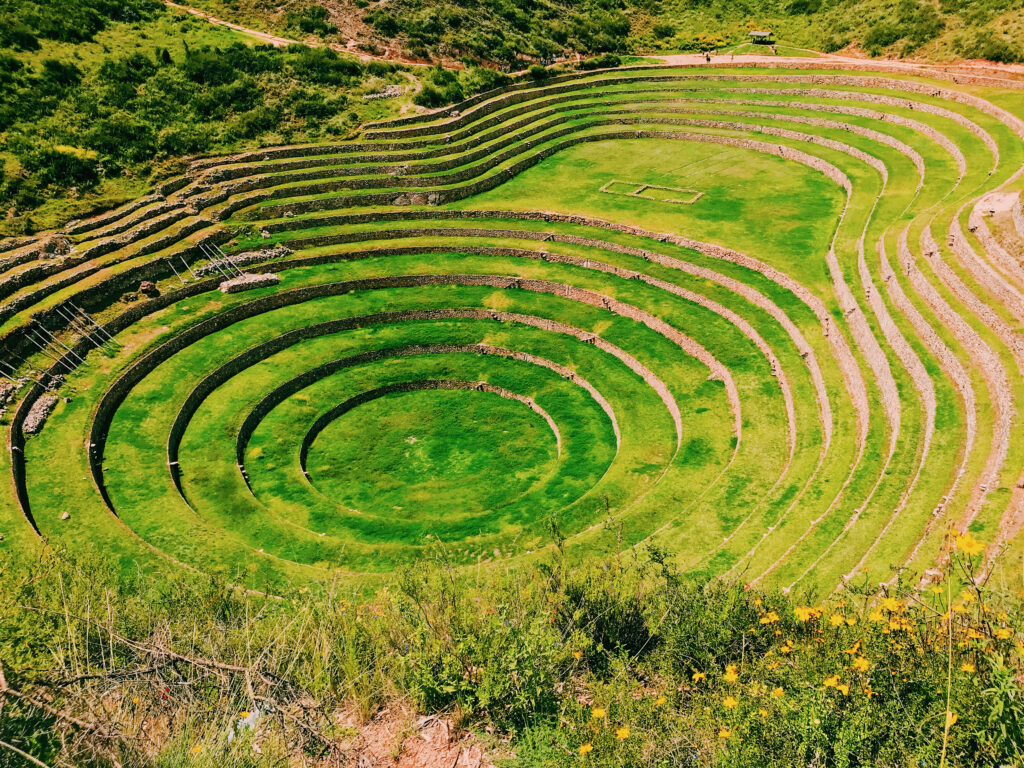 The circular fields of Moray in the Sacred Valley.