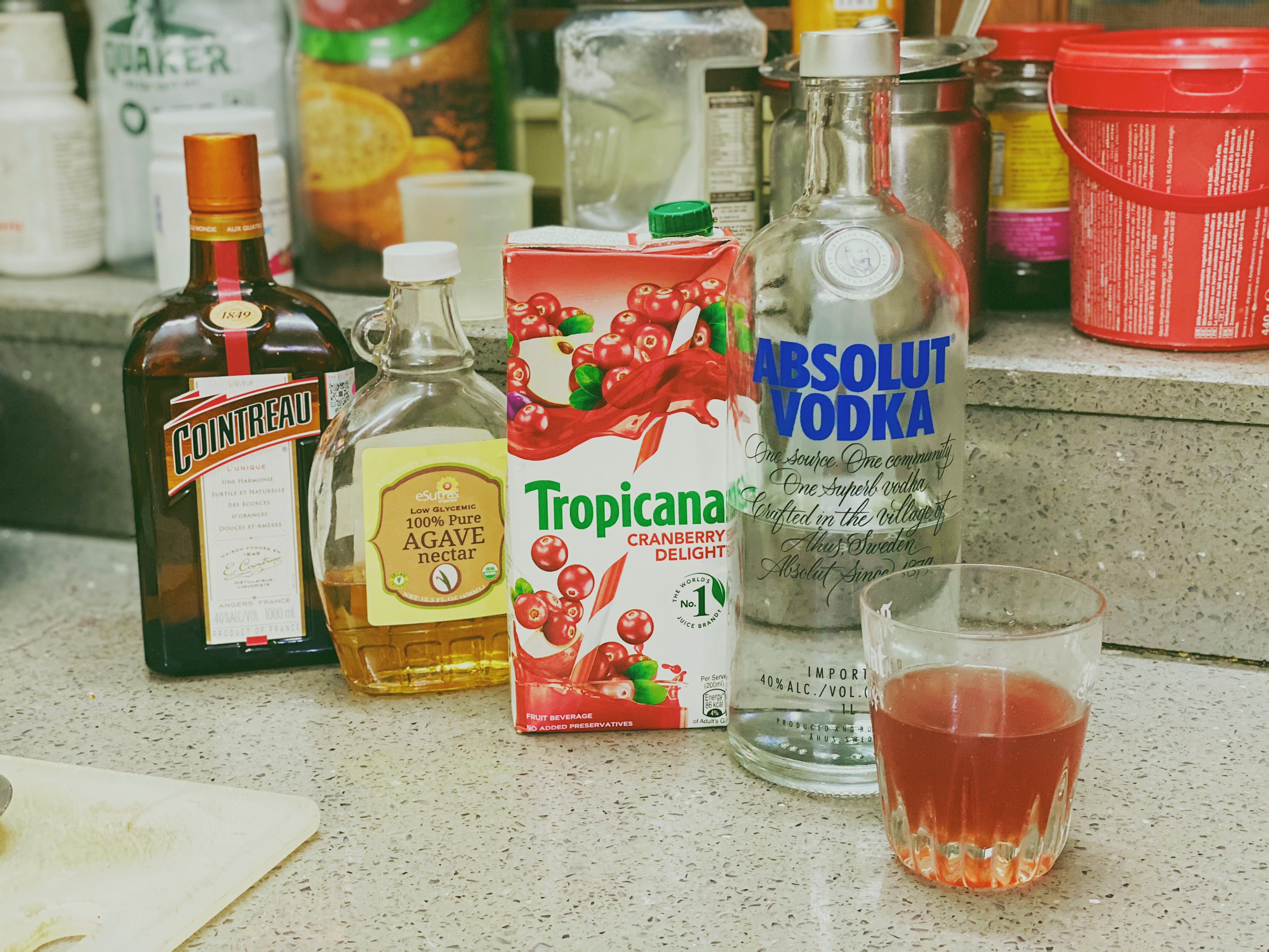 Ingredients for a Cosmopolitan
