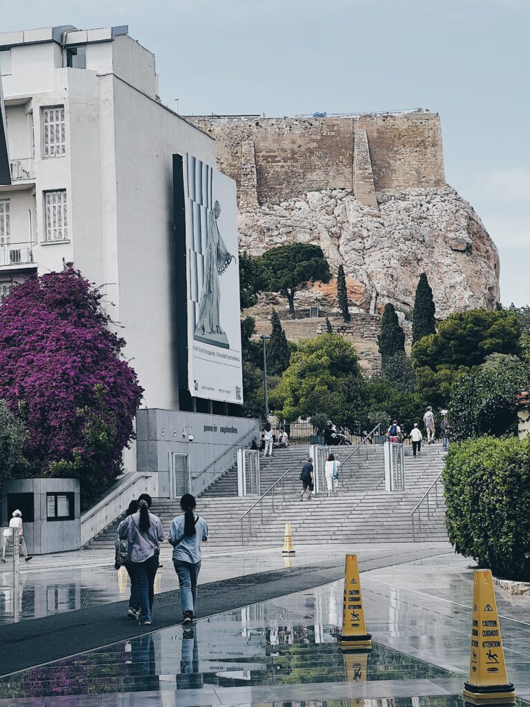 The walls of the Acropolis from downtown Plaka